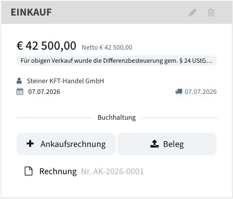 Fahrzeug Einkauf